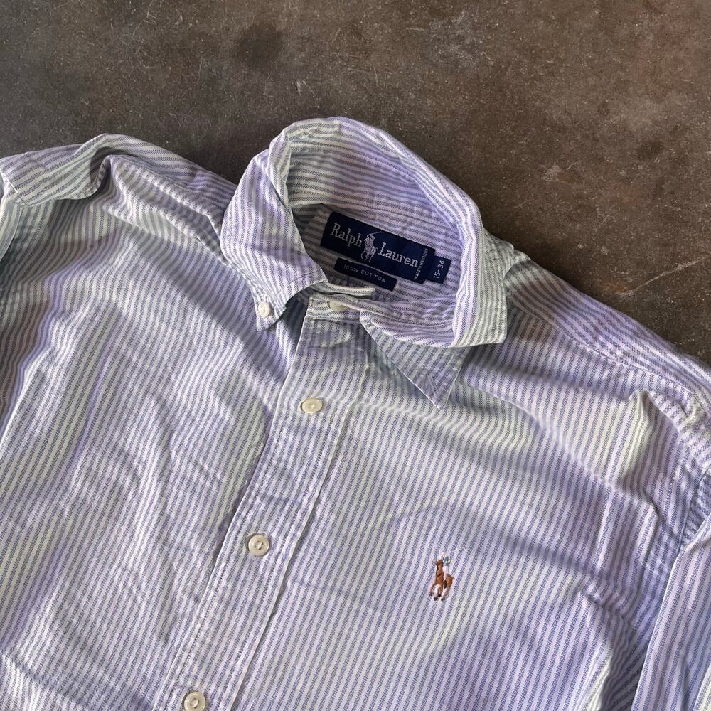 Vintage 90s blue/white pin stripe Ralph Lauren button up longsleeve shirt 15-34